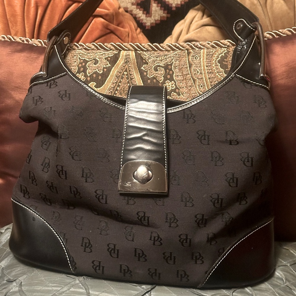 Dooney and Bourke hobo canvas and leather bag